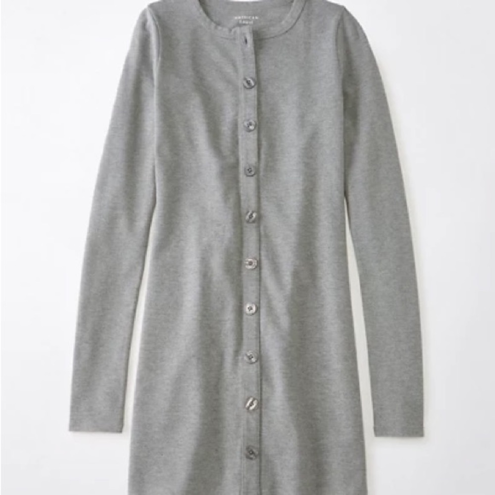 AE Knit Long-Sleeve Button Front Mini Dress